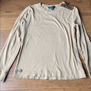 Brown Ralph Lauren sweater with suede trim